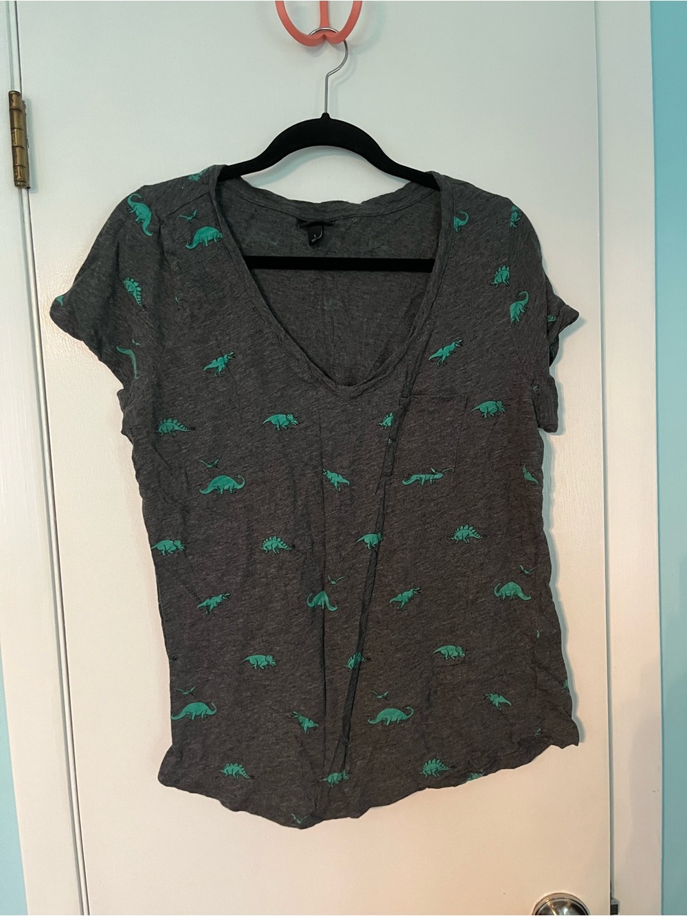 Torrid | Grey V-Neck Tee with Dinosaur Print